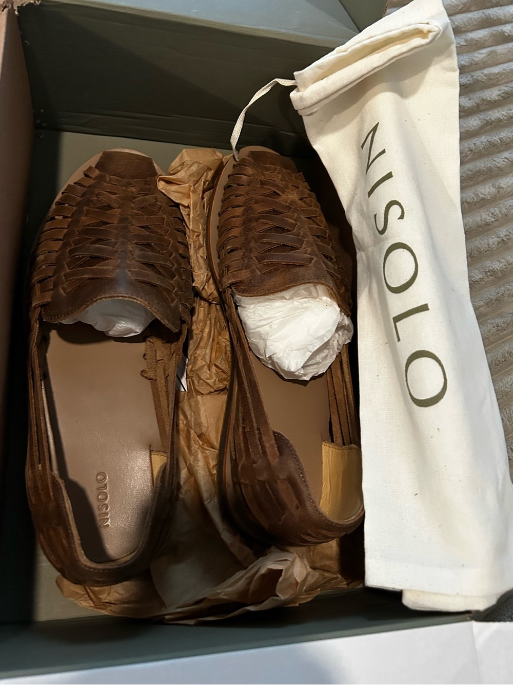 Men’s Nisolo “Tobacco” Brown Leather Huarache